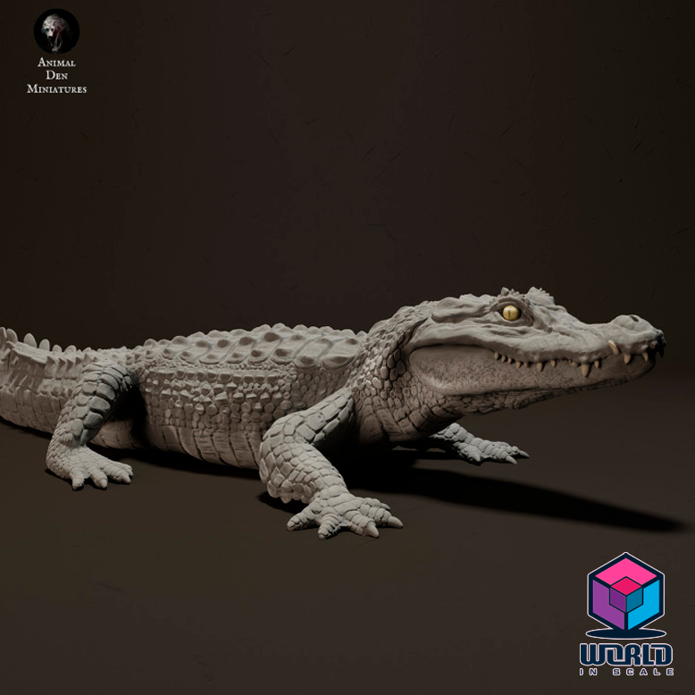 Animal Den Miniatures- Black Caiman Sunbathing