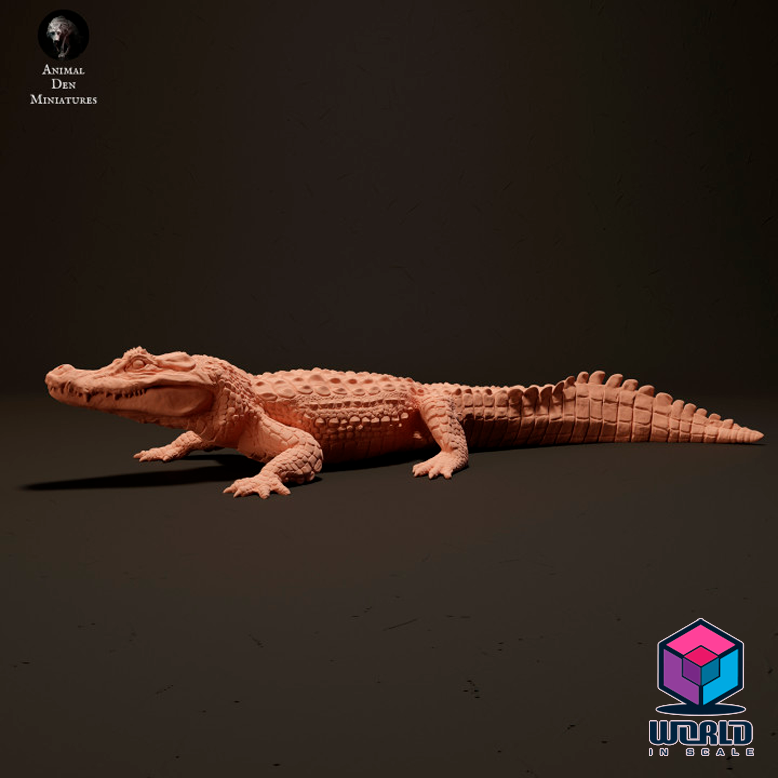 Animal Den Miniatures- Black Caiman Sunbathing