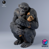Chimpanzee_female_holding_baby- Animal Den Miniatures