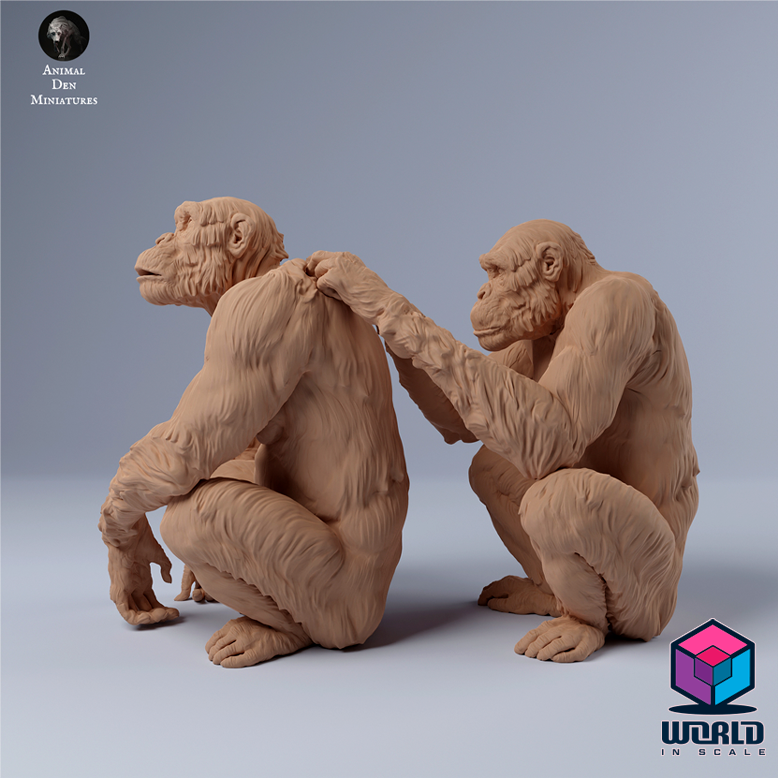 Chimpanzees_grooming- Animal Den Miniatures