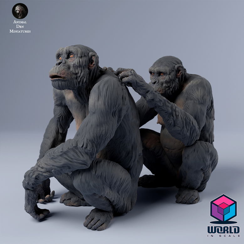 Chimpanzees_grooming- Animal Den Miniatures