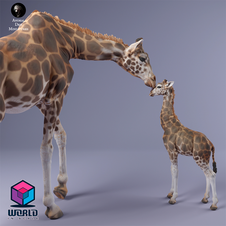 Giraffe female and calf -Animal Den Miniatures