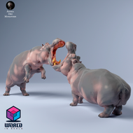 Hippos Fight-Animal Den Miniatures