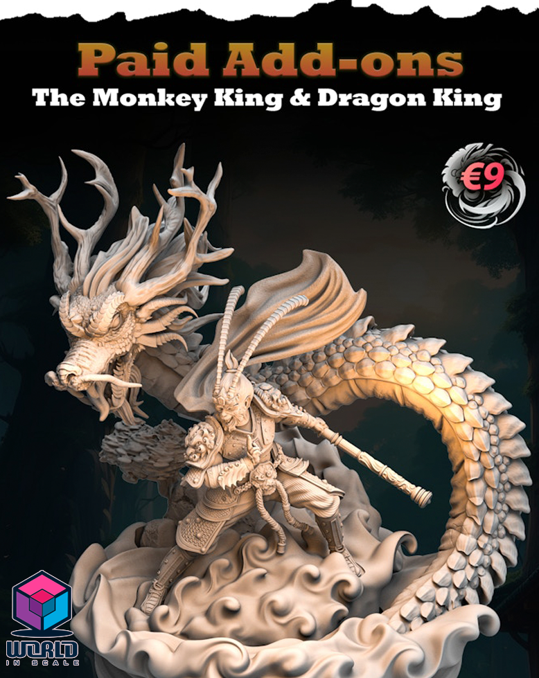 Sun Wukong The Monkey King Diorama with Dragon- Mojibake Collectibles