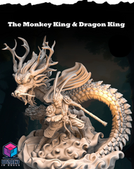 Sun Wukong The Monkey King Diorama with Dragon- Mojibake Collectibles