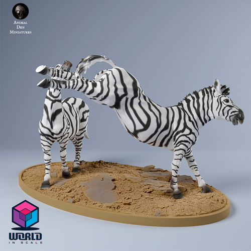 Plains Zebra Fight-Animal Den Miniatures