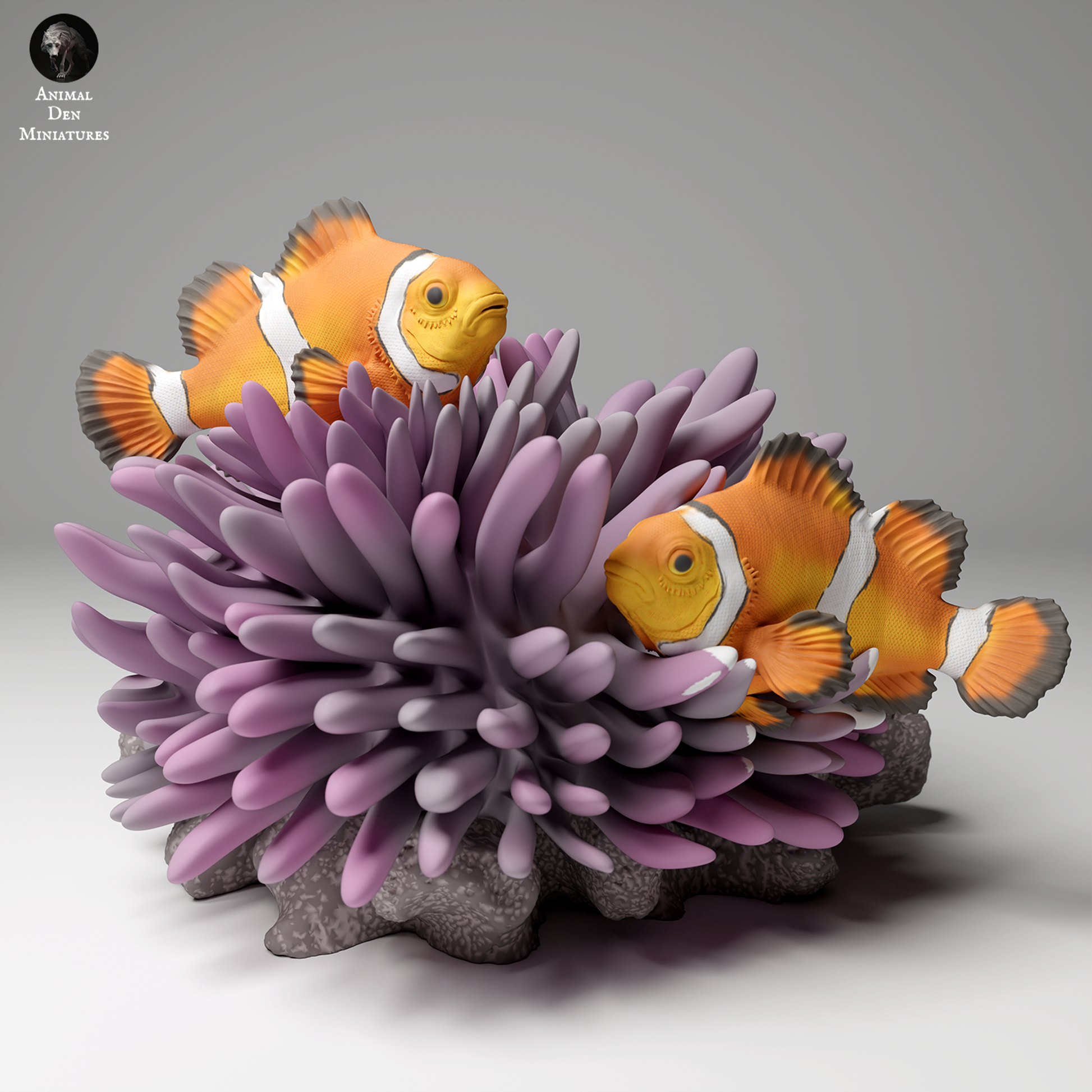 Animal Den Miniatures - Ocellaris Clownfish or Common Clowfish (Amphiprion ocellaris) x2