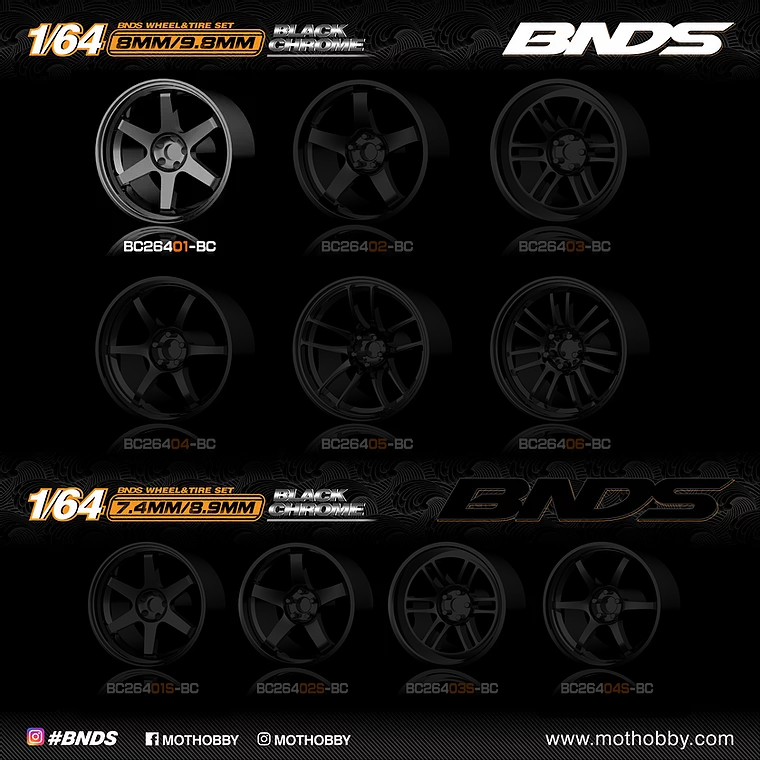 PLASTIC WHEEL SET WITH TIRE scale 1-64, BC26401