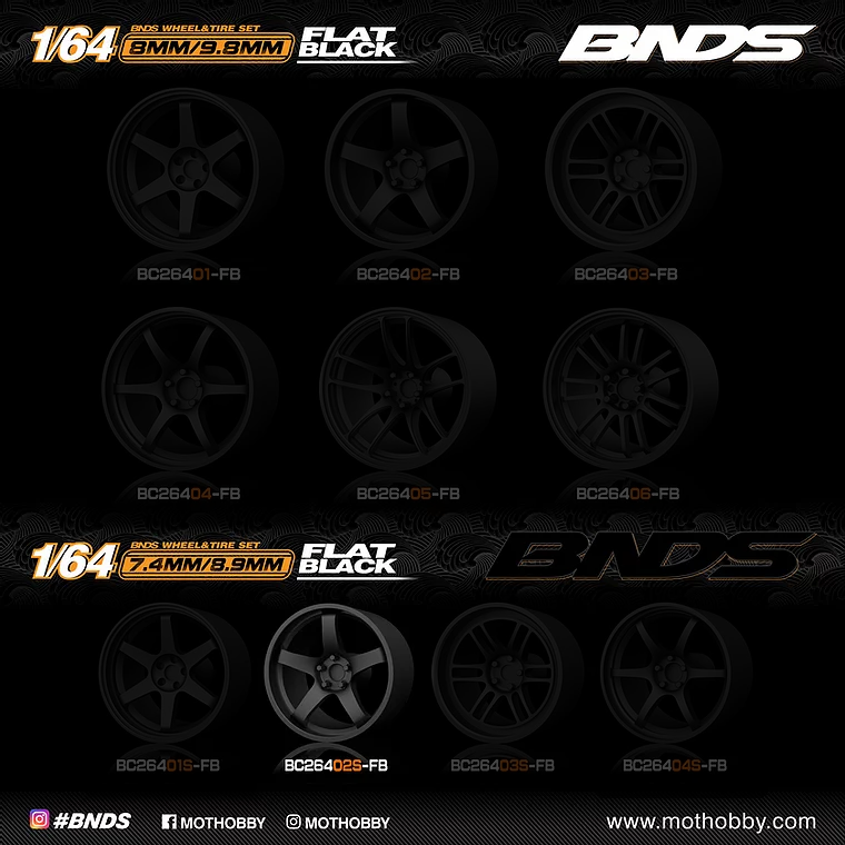 PLASTIC WHEEL SET WITH RIM scale 1-64, BC26402-S