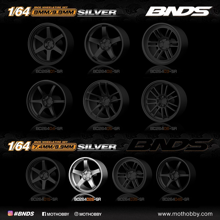 PLASTIC WHEEL SET WITH RIM scale 1-64, BC26402-S