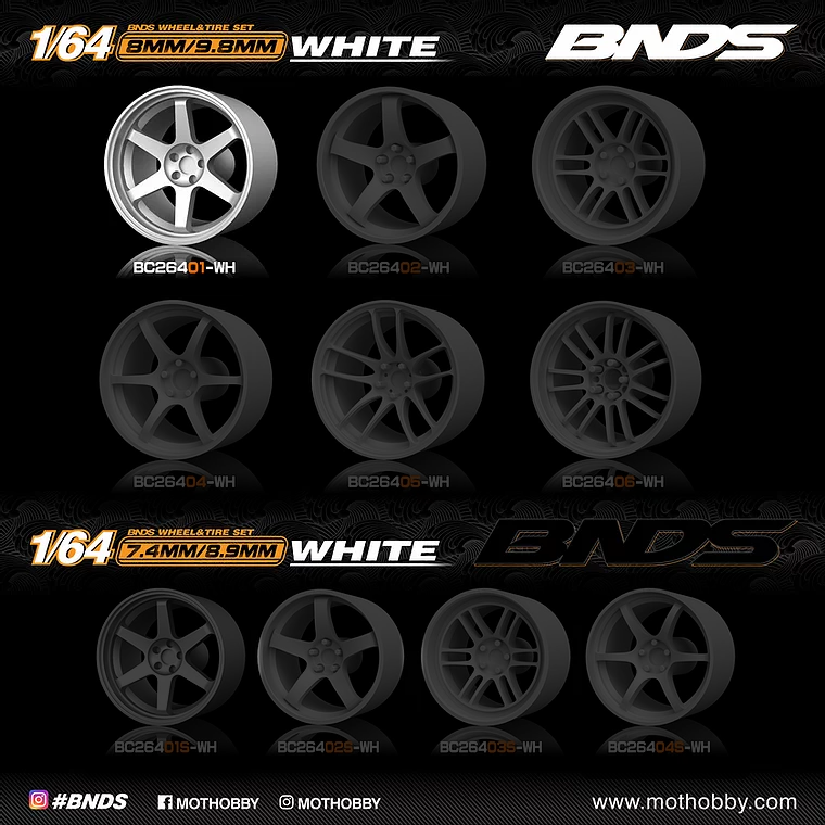 PLASTIC WHEEL SET WITH TIRE scale 1-64, BC26401