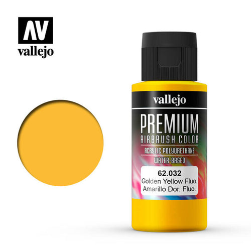 Vallejo Premium Airbrush Color - 62.032 Fluorescent Golden Yellow